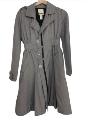 Diesel Belted Trenchcoat Black White Trench Coat Jacket Waist Cinching Belt XS
